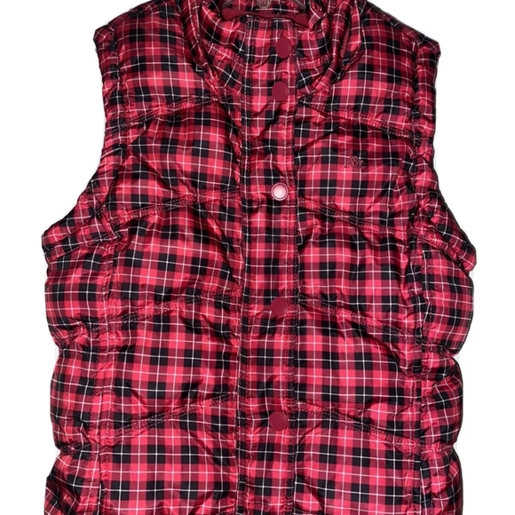 Aeropostale Womens Pink Plaid Snap And 